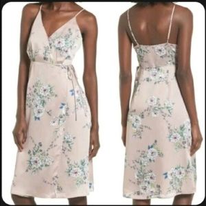 Astr Floral Wrap Silk Dress in Medium